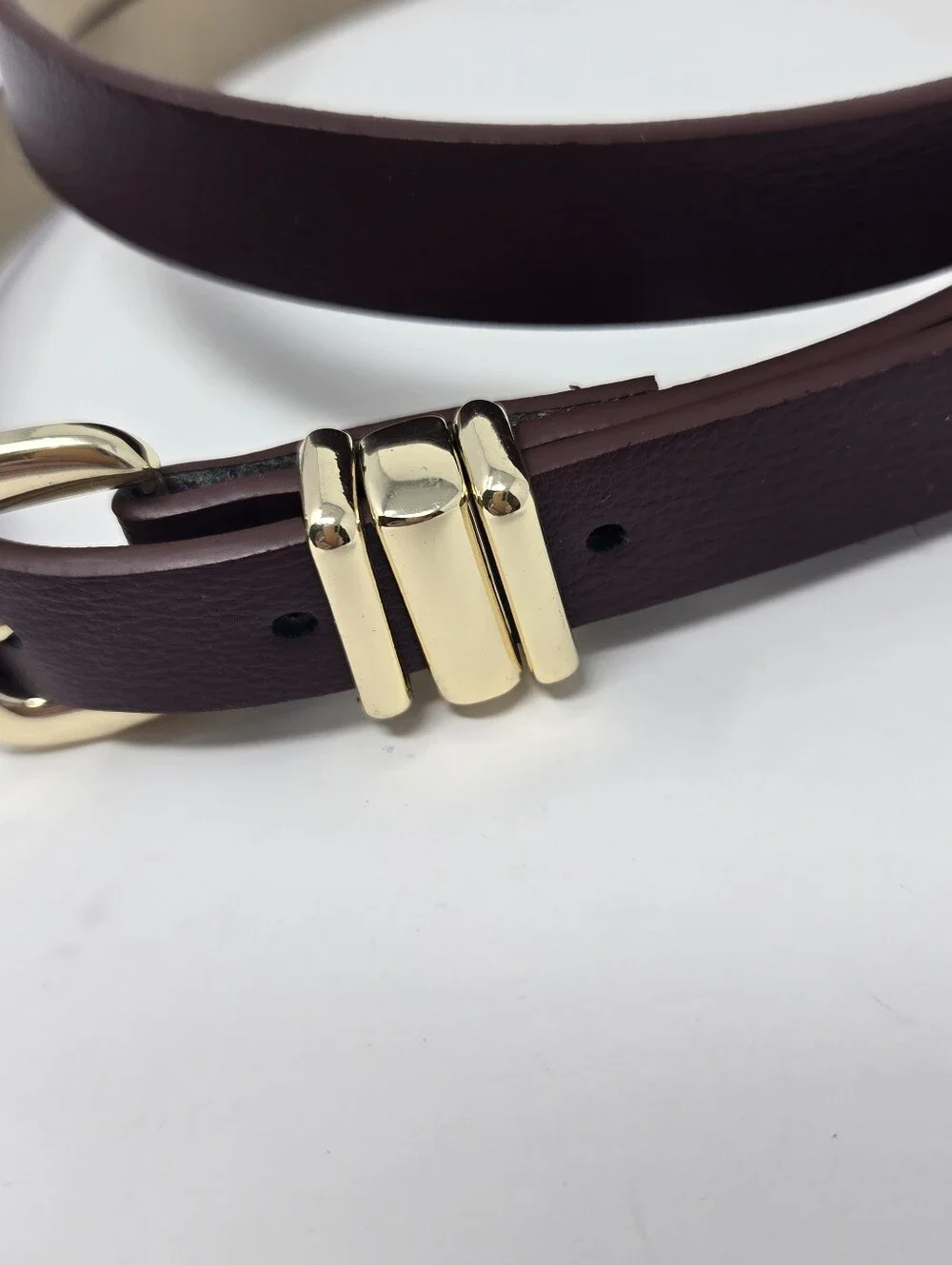 STEVE MADDEN MAROON OXBLOOD SKINNY BELT GOLD HARDWARE WOMEN OS DARK ACADEMIA